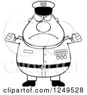 Clipart Of A Black And White Mad Chubby Navy Admiral Man With Balled Fists Royalty Free Vector Illustration
