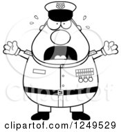 Poster, Art Print Of Black And White Scared Screaming Chubby Navy Admiral Man