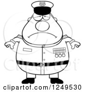 Black And White Depressed Chubby Navy Admiral Man