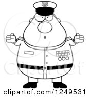 Poster, Art Print Of Black And White Careless Shrugging Chubby Navy Admiral Man