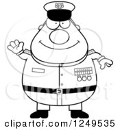 Poster, Art Print Of Black And White Friendly Waving Chubby Navy Admiral Man