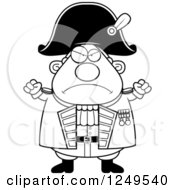 Poster, Art Print Of Black And White Mad Chubby Old Admiral Man With Balled Fists