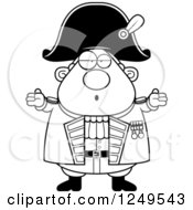 Poster, Art Print Of Black And White Careless Shrugging Chubby Old Admiral Man