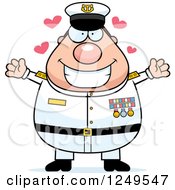 Clipart Of A Loving Chubby Navy Admiral Man With Open Arms Royalty Free Vector Illustration by Cory Thoman