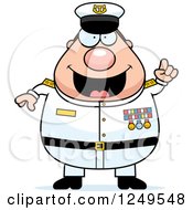 Smart Chubby Navy Admiral Man With An Idea