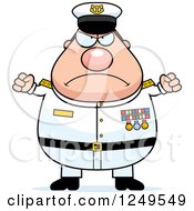 Clipart Of A Mad Chubby Navy Admiral Man With Balled Fists Royalty Free Vector Illustration by Cory Thoman