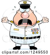Clipart Of A Scared Screaming Chubby Navy Admiral Man Royalty Free Vector Illustration
