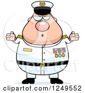 Careless Shrugging Chubby Navy Admiral Man