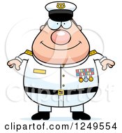 Clipart Of A Happy Chubby Navy Admiral Man Royalty Free Vector Illustration