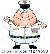 Friendly Waving Chubby Navy Admiral Man