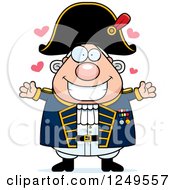 Clipart Of A Loving Chubby Old Admiral Man Wanting A Hug Royalty Free Vector Illustration by Cory Thoman