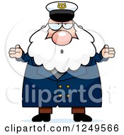 Poster, Art Print Of Careless Shrugging Chubby Sea Captain Man