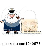 Poster, Art Print Of Happy Chubby Sea Captain Man With A Map