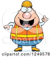 Poster, Art Print Of Smart Chubby Road Construction Worker Man With An Idea
