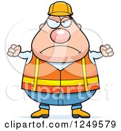 Poster, Art Print Of Mad Chubby Road Construction Worker Man With Balled Fists