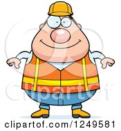 Happy Chubby Road Construction Worker Man