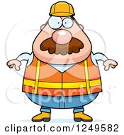 Poster, Art Print Of Chubby Road Construction Worker Man