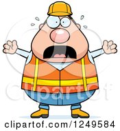 Poster, Art Print Of Scared Screaming Chubby Road Construction Worker Man