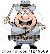 Poster, Art Print Of Chubby Civil War Confederate Soldier Man Holding Up A Sword