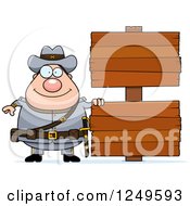 Poster, Art Print Of Happy Chubby Civil War Confederate Soldier Man With Blank Wood Signs