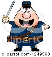 Chubby Civil War Union Soldier Man Holding Up A Sword