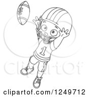 Poster, Art Print Of Black And White Little Boy Catching A Football
