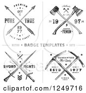 Poster, Art Print Of Vintage Arrow Axe And Sword Label Designs With Sample Text