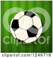 Poster, Art Print Of Football Soccer Ball Over Distressed Green Stripes