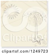 Poster, Art Print Of Sketched Palm Tree Starfish And Sun On A Piece Of Paper