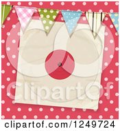 Clipart Of A Pink Polka Dot Background With Party Flags And A Vinyl Record Sleeve Royalty Free Vector Illustration by elaineitalia