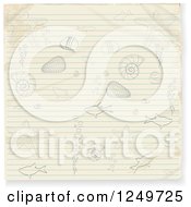 Poster, Art Print Of Piece Of Ruled Paper With Doodled Sea Life