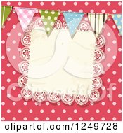 Poster, Art Print Of Pink Polka Dot Background With Party Flags And A Lace Doily