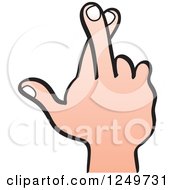 Clipart Of A Cartoon Caucasian Hand With Crossed Fingers Royalty Free Vector Illustration by Zooco
