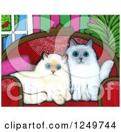 Poster, Art Print Of Canvas Painting Of Cute Alert Himalayan Cats On A Sofa