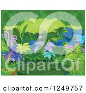 Poster, Art Print Of Background Of Exotic Plants In A Forest With A Green Border