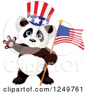 Poster, Art Print Of Cute Patriotic Panda With An American Flag And Top Hat
