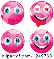 Poster, Art Print Of Four Pink Emoticon Smileys
