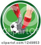 Poster, Art Print Of Soccer Players Legs In A Green Circle