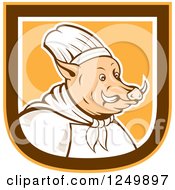 Poster, Art Print Of Boar Chef In A Brown White And Orange Shield