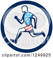 Poster, Art Print Of Retro Male American Runner In A Circle