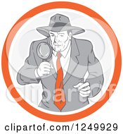 Poster, Art Print Of Retro Male Detective Using A Magnifying Glass In A Circle