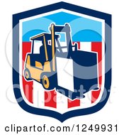 Poster, Art Print Of Forklift With A Box On An American Shield