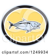 Clipart Of A Kingfish In A Black Gray And Yellow Oval Royalty Free Vector Illustration