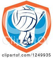 Poster, Art Print Of Volleyball And Hands In A Blue And Orange Shield