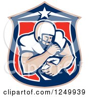 Poster, Art Print Of Retro American Football Player Man In A Shield