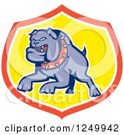 Clipart Of A Vicious Bulldog Leaping In A Shield Royalty Free Vector Illustration