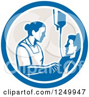 Clipart Of A Nurse Tending To A Patient In A Circle Royalty Free Vector Illustration