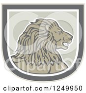Clipart Of A Retro Male Lion Head In A Shield Royalty Free Vector Illustration