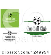 Clipart Of Soccer Balls With Lines Branches Stars And Football Club Text Royalty Free Vector Illustration