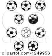 Clipart Of Black And White Soccer Balls Royalty Free Vector Illustration
